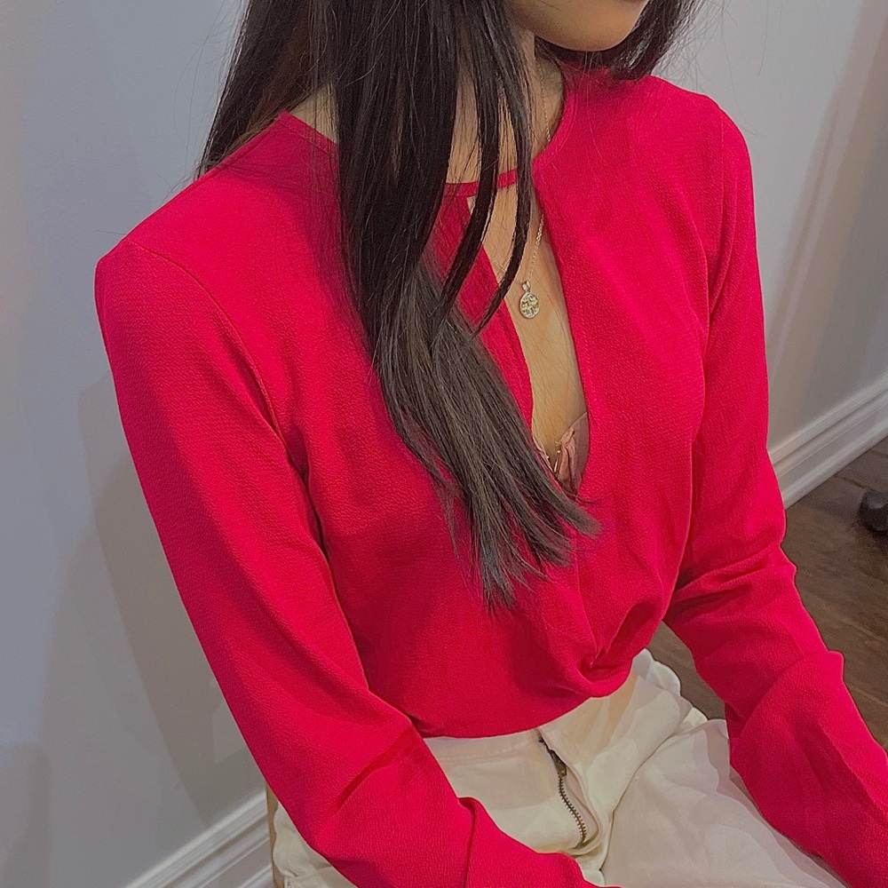 Red Keyhole Wrap Style Top | H&M